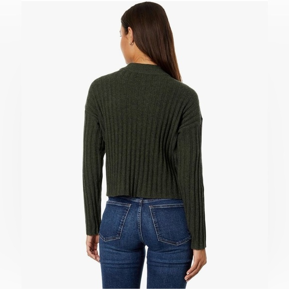 Madewell Mockneck Crop Sweater Green Heather Dark Forest Size XXS. - Picture 3 of 8